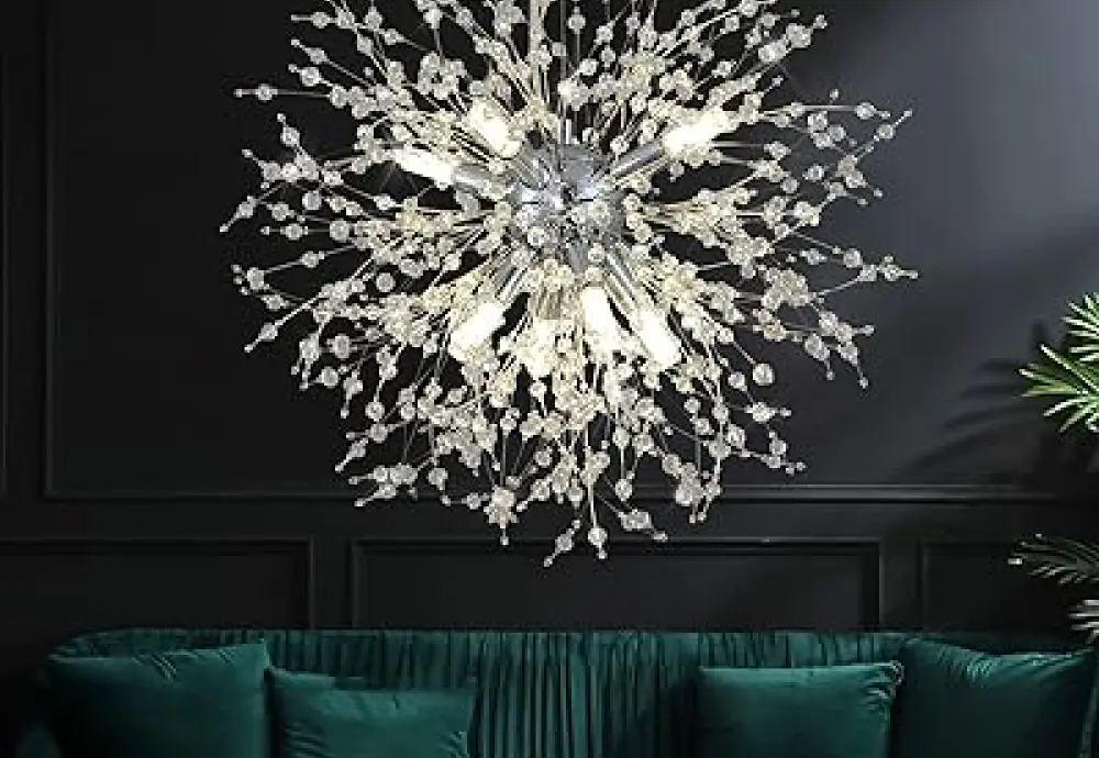 crystal chandelier in dining room